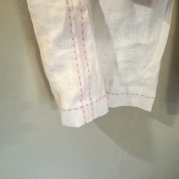 90s Eagle's Eye 100% Linen Trousers | Hot Pink Contrast Stitch | Barbiecore - Picture 8 of 8